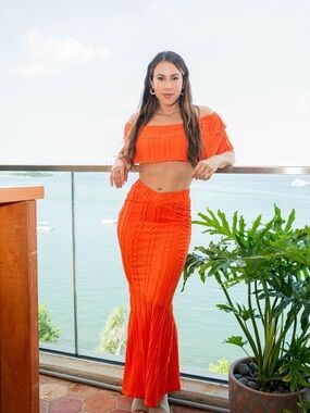 Orange Women's Maxi Skirt and top